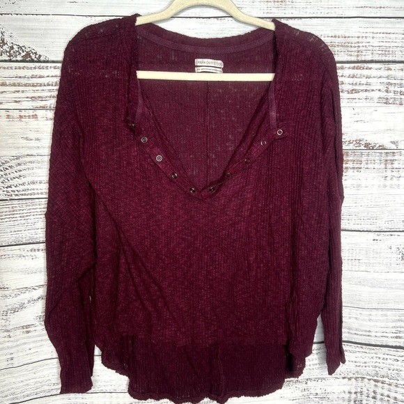 Urban Outfitters Maroon Long Sleeve Button Down Top Med - Picture 1 of 3